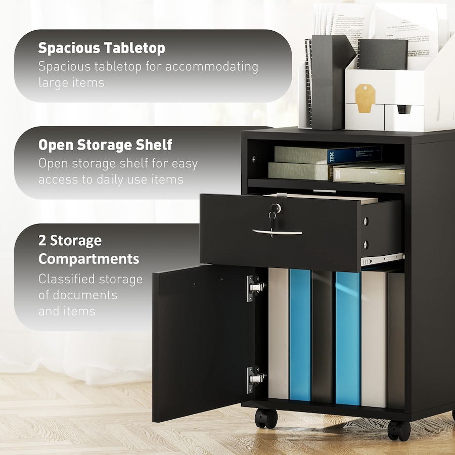 Image 938314_ALTMORE10.jpg, Product 938-314 / Price $87.54, HOMCOM Vertical Filing Cabinet with Drawer Wheels, File Cabinet, Black from HOMCOM on TSC.ca's Home & Garden department