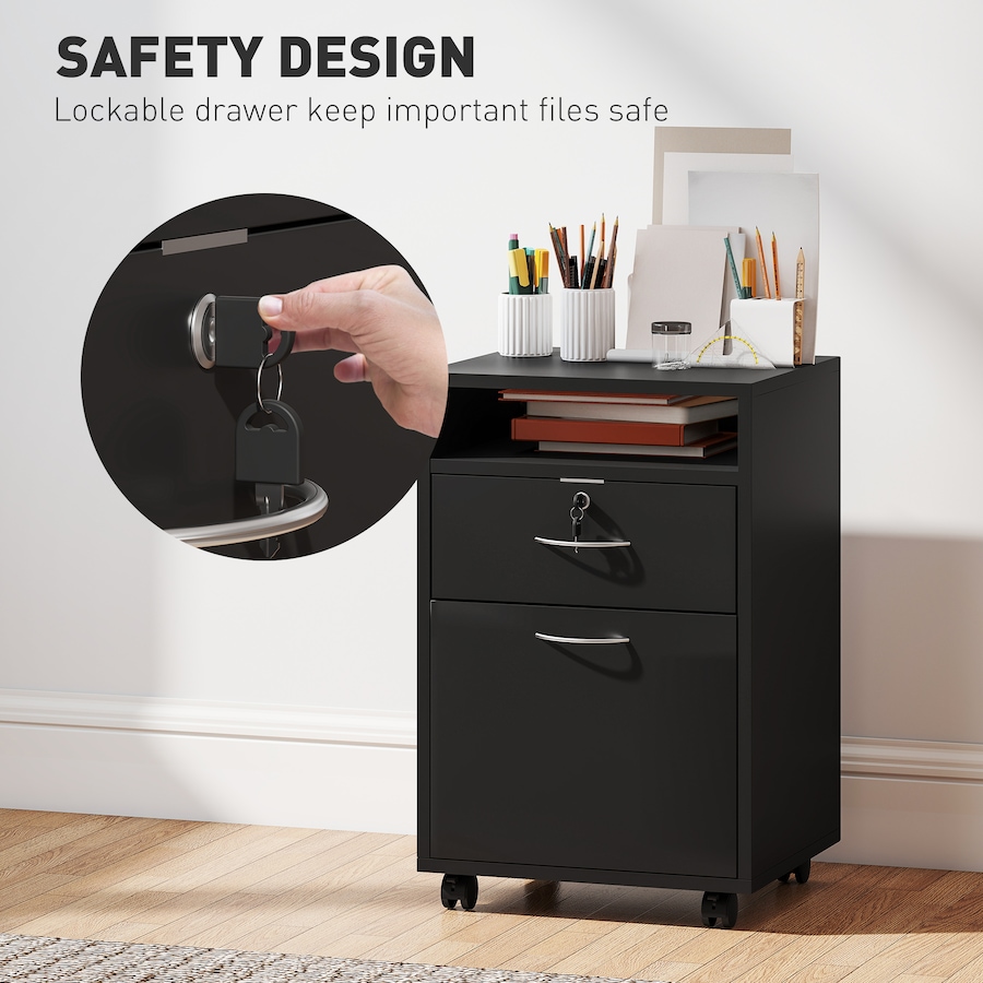 Image 938314_ALTMORE6.jpg, Product 938-314 / Price $87.54, HOMCOM Vertical Filing Cabinet with Drawer Wheels, File Cabinet, Black from HOMCOM on TSC.ca's Home & Garden department