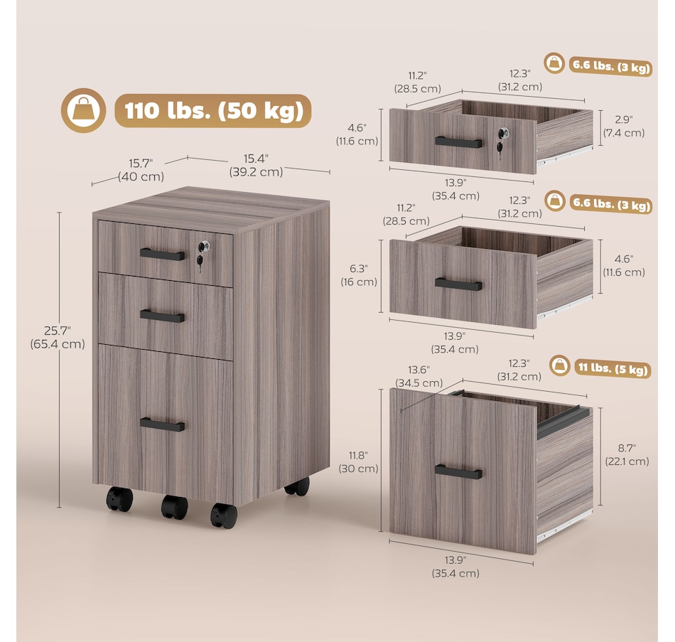 Image 938315_ALTMORE2.jpg, Product 938-315 / Price $99.99, HOMCOM 3 Drawer File Cabinet with Hanging Bars for Letter A4 Size, Grey from HOMCOM on TSC.ca's Home & Garden department