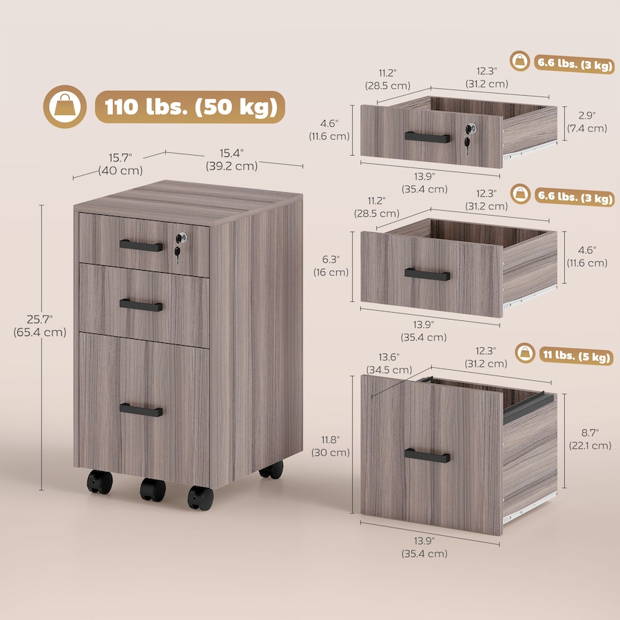 Image 938315_ALTMORE2.jpg, Product 938-315 / Price $104.99, HOMCOM 3 Drawer File Cabinet with Hanging Bars for Letter A4 Size, Grey from HOMCOM on TSC.ca's Home & Garden department