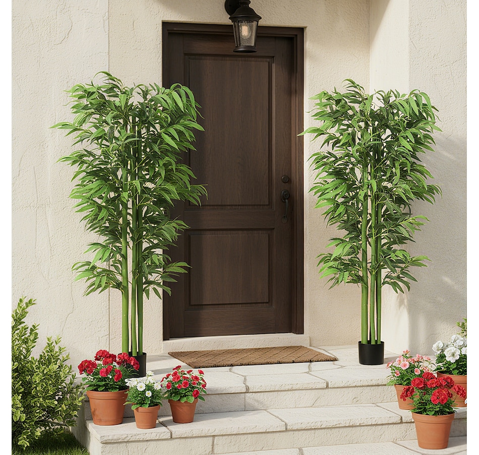 Image 938323_ALTMORE1.jpg, Product 938-323 / Price $159.99, Outsunny 6FT Artificial Bamboo Trees Set of 2 in Pot Indoor Decor, Green from Outsunny on TSC.ca's Home & Garden department