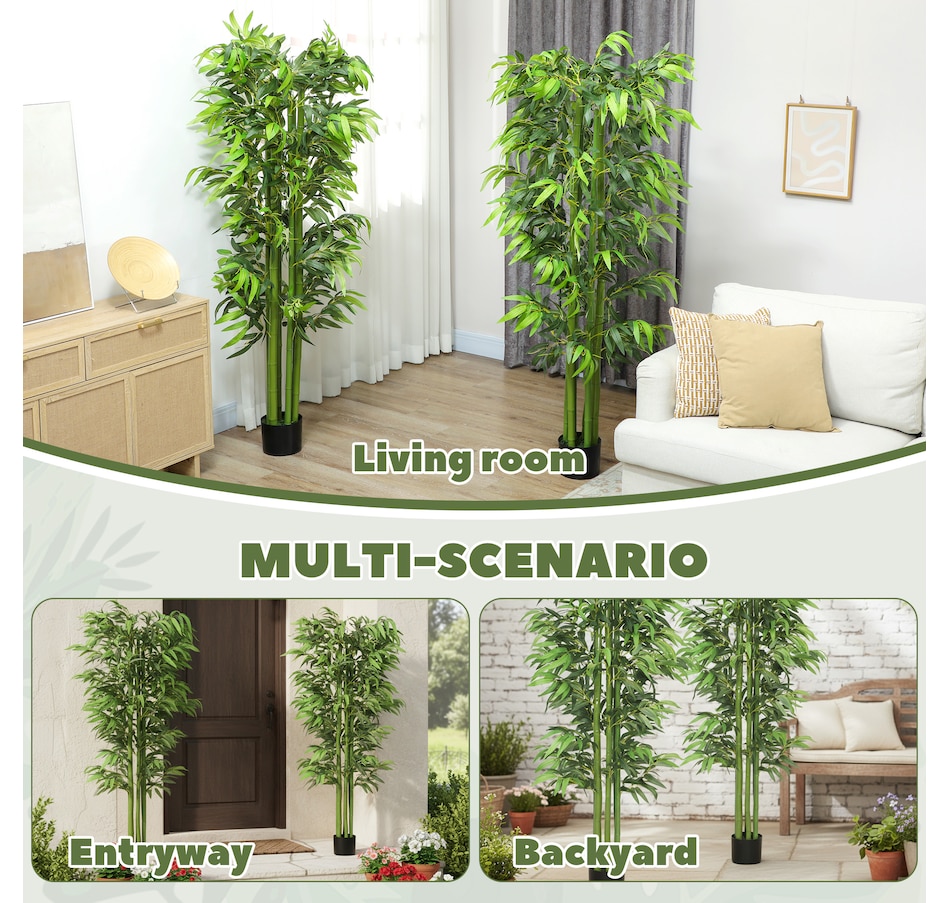 Image 938323_ALTMORE4.jpg, Product 938-323 / Price $159.99, Outsunny 6FT Artificial Bamboo Trees Set of 2 in Pot Indoor Decor, Green from Outsunny on TSC.ca's Home & Garden department