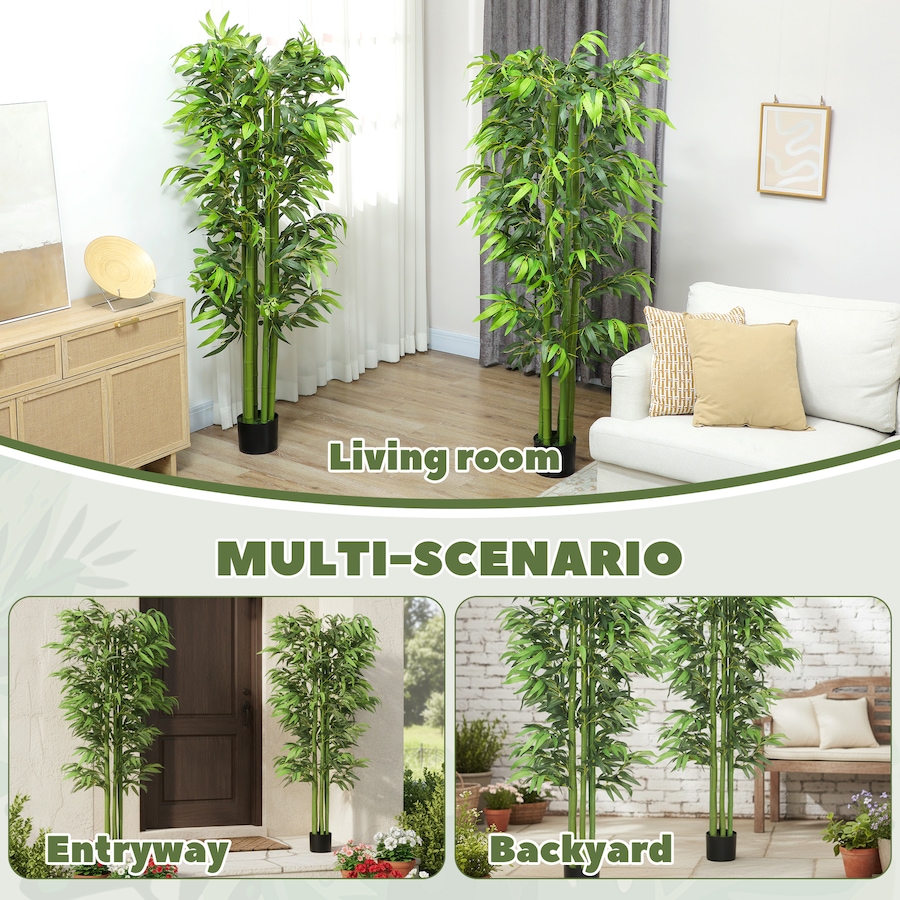 Image 938323_ALTMORE4.jpg, Product 938-323 / Price $159.99, Outsunny 6FT Artificial Bamboo Trees Set of 2 in Pot Indoor Decor, Green from Outsunny on TSC.ca's Home & Garden department