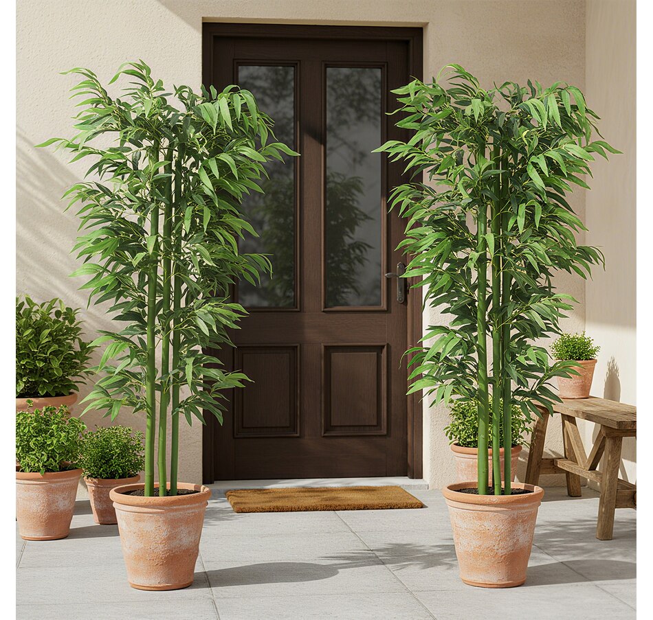 Image 938323_ALTMORE6.jpg, Product 938-323 / Price $159.99, Outsunny 6FT Artificial Bamboo Trees Set of 2 in Pot Indoor Decor, Green from Outsunny on TSC.ca's Home & Garden department