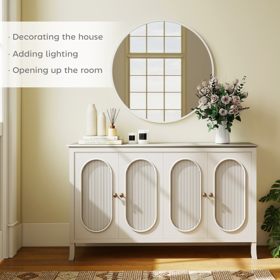 Image 938329_ALTMORE3.jpg, Product 938-329 / Price $124.99, HOMCOM 36 Inch Round Wall Mirror with Metal Frame for Bathroom White from HOMCOM on TSC.ca's Home & Garden department