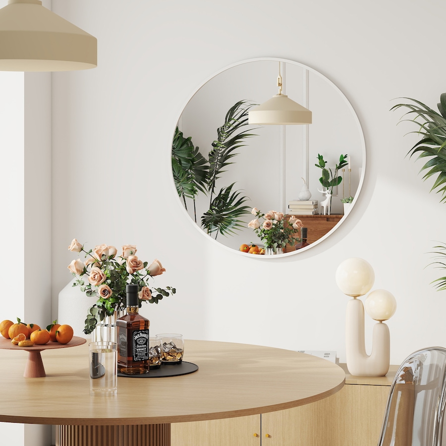 Image 938329_ALTMORE7.jpg, Product 938-329 / Price $124.99, HOMCOM 36 Inch Round Wall Mirror with Metal Frame for Bathroom White from HOMCOM on TSC.ca's Home & Garden department
