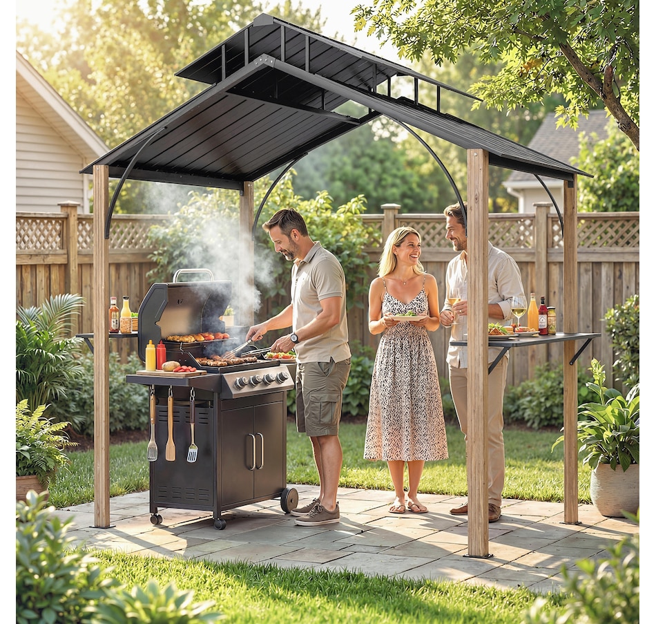 Image 938332_ALTMORE1.jpg, Product 938-332 / Price $519.99, Outsunny 8 x 6ft Hardtop Grill Gazebo, BBQ Gazebo with Metal Double Roof from Outsunny on TSC.ca's Home & Garden department