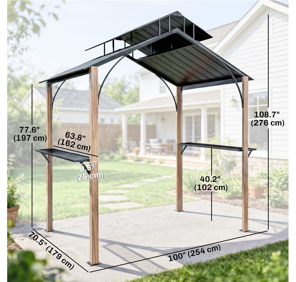 Image 938332_ALTMORE2.jpg, Product 938-332 / Price $519.99, Outsunny 8 x 6ft Hardtop Grill Gazebo, BBQ Gazebo with Metal Double Roof from Outsunny on TSC.ca's Home & Garden department