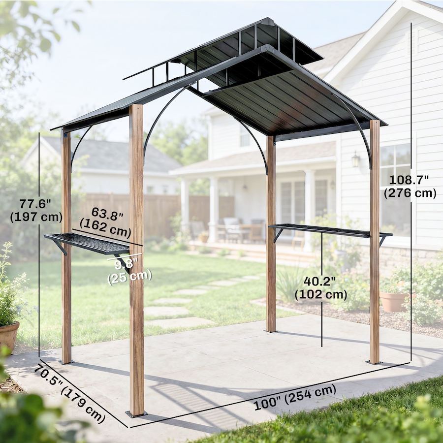 Image 938332_ALTMORE2.jpg, Product 938-332 / Price $444.99, Outsunny 8 x 6ft Hardtop Grill Gazebo, BBQ Gazebo with Metal Double Roof from Outsunny on TSC.ca's Home & Garden department