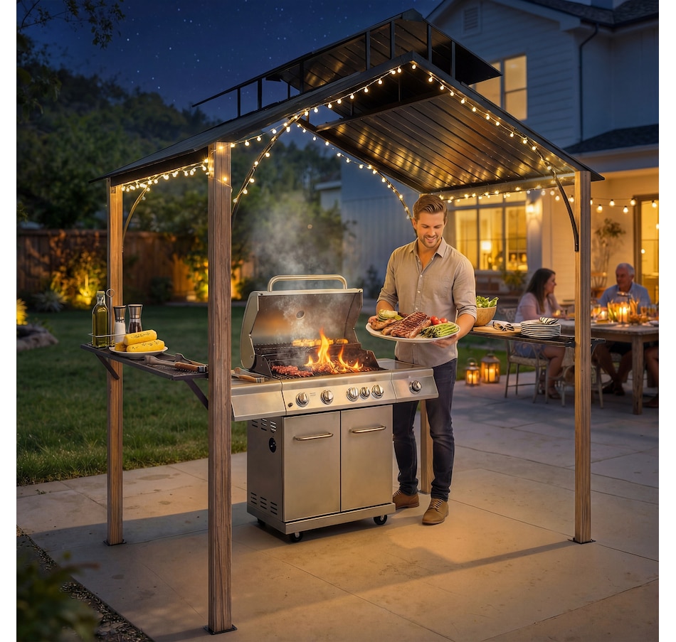Image 938332_ALTMORE7.jpg, Product 938-332 / Price $519.99, Outsunny 8 x 6ft Hardtop Grill Gazebo, BBQ Gazebo with Metal Double Roof from Outsunny on TSC.ca's Home & Garden department