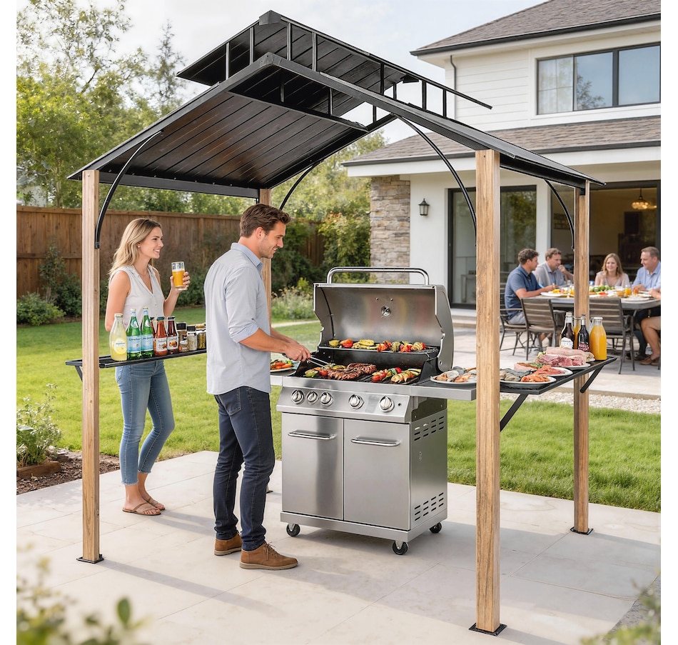 Image 938332_ALTMORE8.jpg, Product 938-332 / Price $519.99, Outsunny 8 x 6ft Hardtop Grill Gazebo, BBQ Gazebo with Metal Double Roof from Outsunny on TSC.ca's Home & Garden department