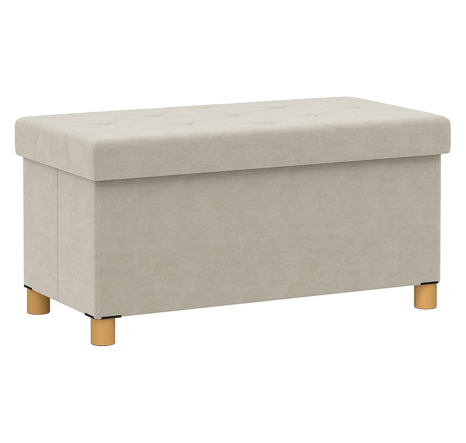 Image 938335.jpg, Product 938-335 / Price $66.99, HOMCOM Storage Ottoman Bench, Velvet Upholstered Foldable Ottoman Footrest from HOMCOM on TSC.ca's Home & Garden department