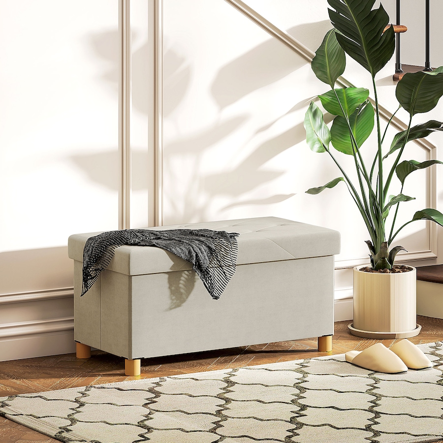 Image 938335_ALTMORE1.jpg, Product 938-335 / Price $66.99, HOMCOM Storage Ottoman Bench, Velvet Upholstered Foldable Ottoman Footrest from HOMCOM on TSC.ca's Home & Garden department
