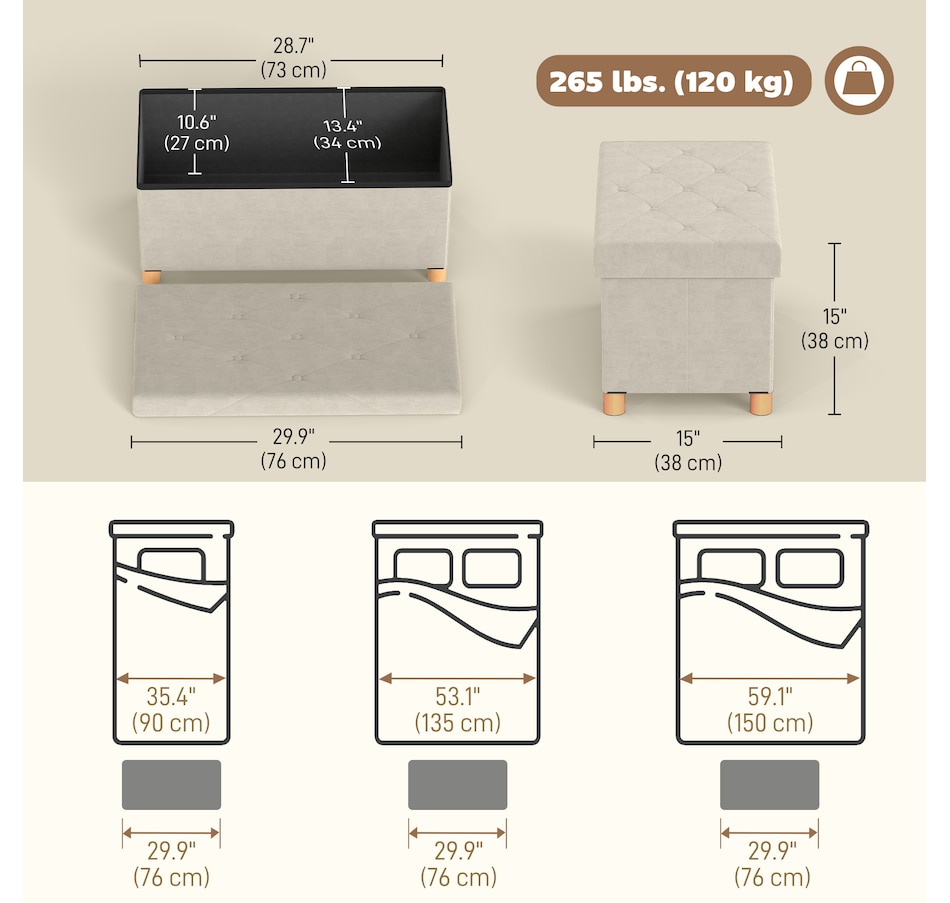 Image 938335_ALTMORE2.jpg, Product 938-335 / Price $66.99, HOMCOM Storage Ottoman Bench, Velvet Upholstered Foldable Ottoman Footrest from HOMCOM on TSC.ca's Home & Garden department