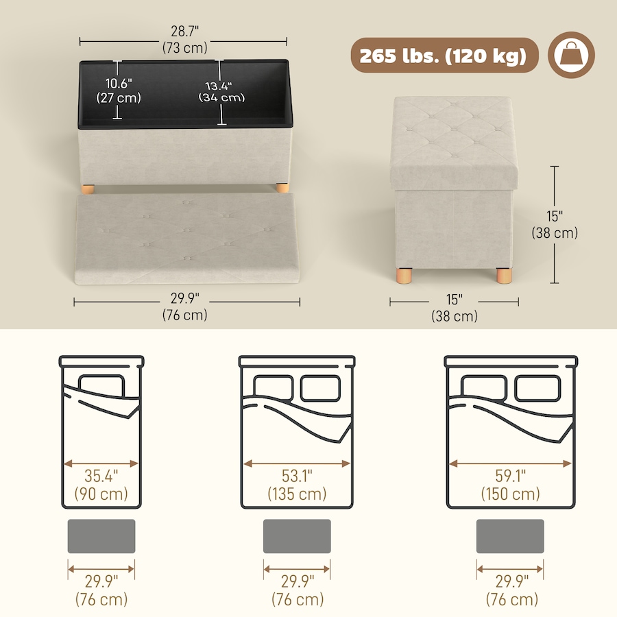 Image 938335_ALTMORE2.jpg, Product 938-335 / Price $66.99, HOMCOM Storage Ottoman Bench, Velvet Upholstered Foldable Ottoman Footrest from HOMCOM on TSC.ca's Home & Garden department