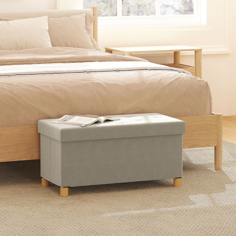 Image 938335_ALTMORE5.jpg, Product 938-335 / Price $66.99, HOMCOM Storage Ottoman Bench, Velvet Upholstered Foldable Ottoman Footrest from HOMCOM on TSC.ca's Home & Garden department