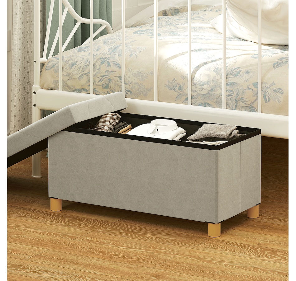Image 938335_ALTMORE6.jpg, Product 938-335 / Price $66.99, HOMCOM Storage Ottoman Bench, Velvet Upholstered Foldable Ottoman Footrest from HOMCOM on TSC.ca's Home & Garden department