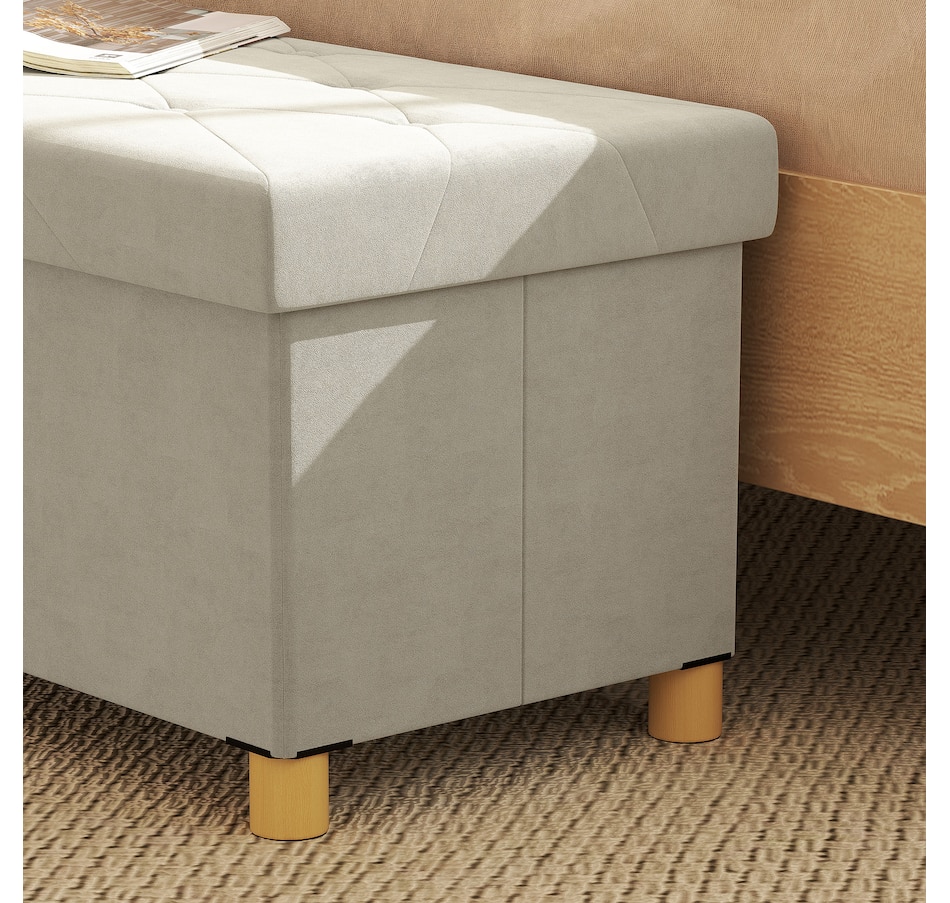 Image 938335_ALTMORE7.jpg, Product 938-335 / Price $66.99, HOMCOM Storage Ottoman Bench, Velvet Upholstered Foldable Ottoman Footrest from HOMCOM on TSC.ca's Home & Garden department