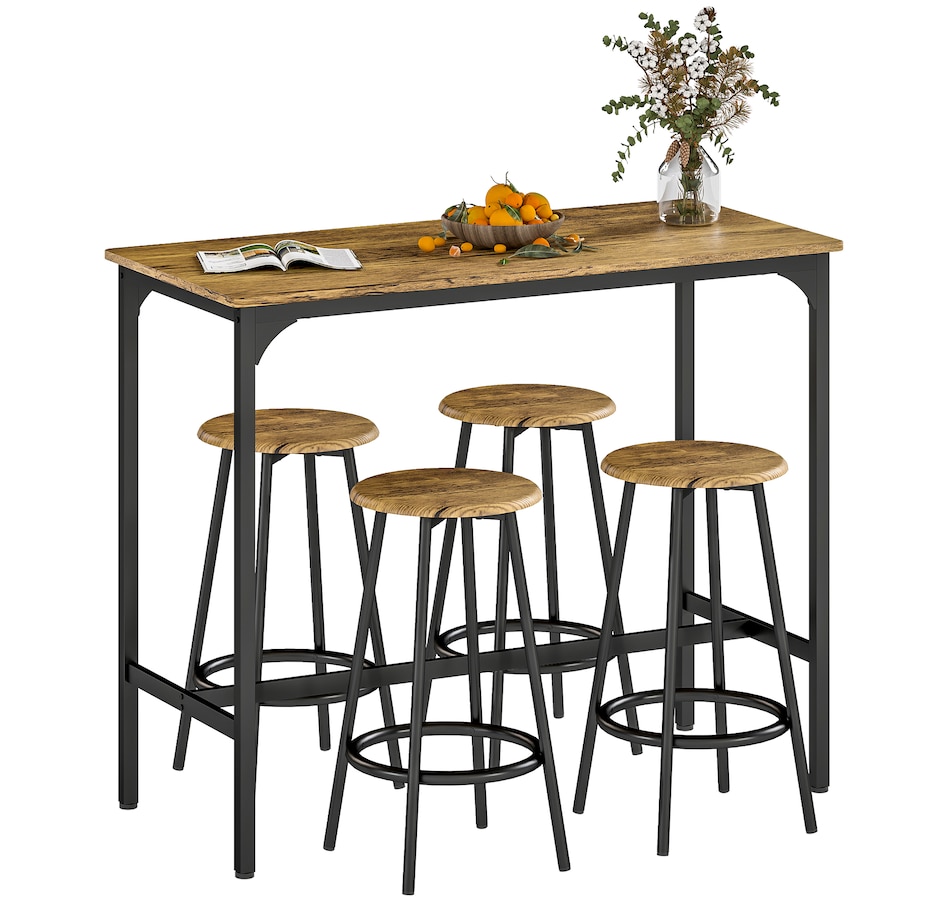Image 938353.jpg, Product 938-353 / Price $169.99, HOMCOM 5-Piece Bar Table and Chairs Set for Dining Room, Rustic Brown from HOMCOM on TSC.ca's Home & Garden department