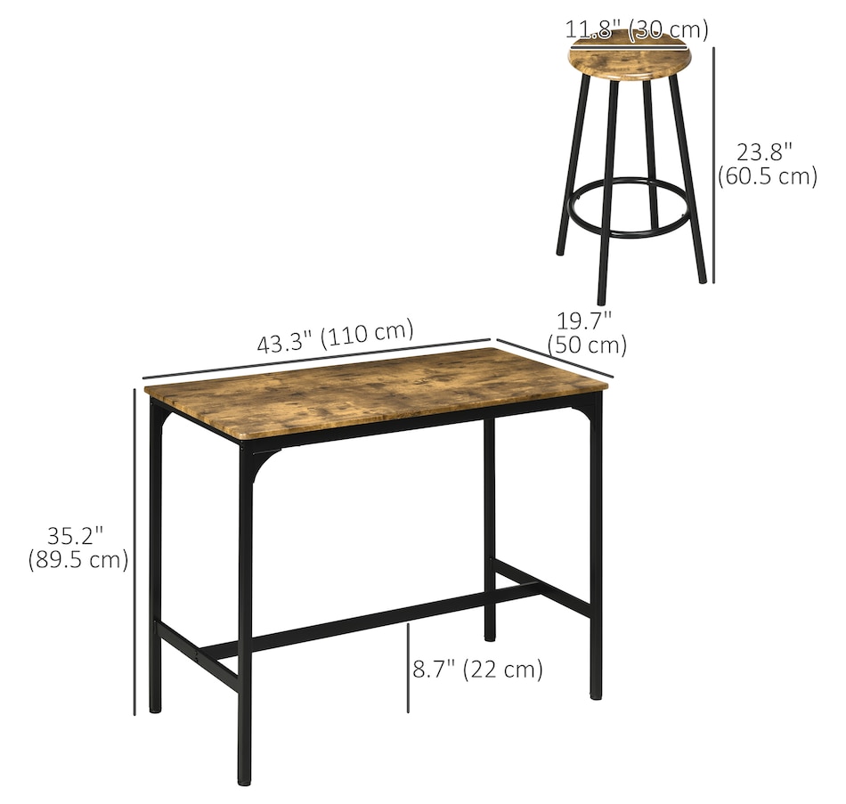 Image 938353_ALTMORE2.jpg, Product 938-353 / Price $169.99, HOMCOM 5-Piece Bar Table and Chairs Set for Dining Room, Rustic Brown from HOMCOM on TSC.ca's Home & Garden department
