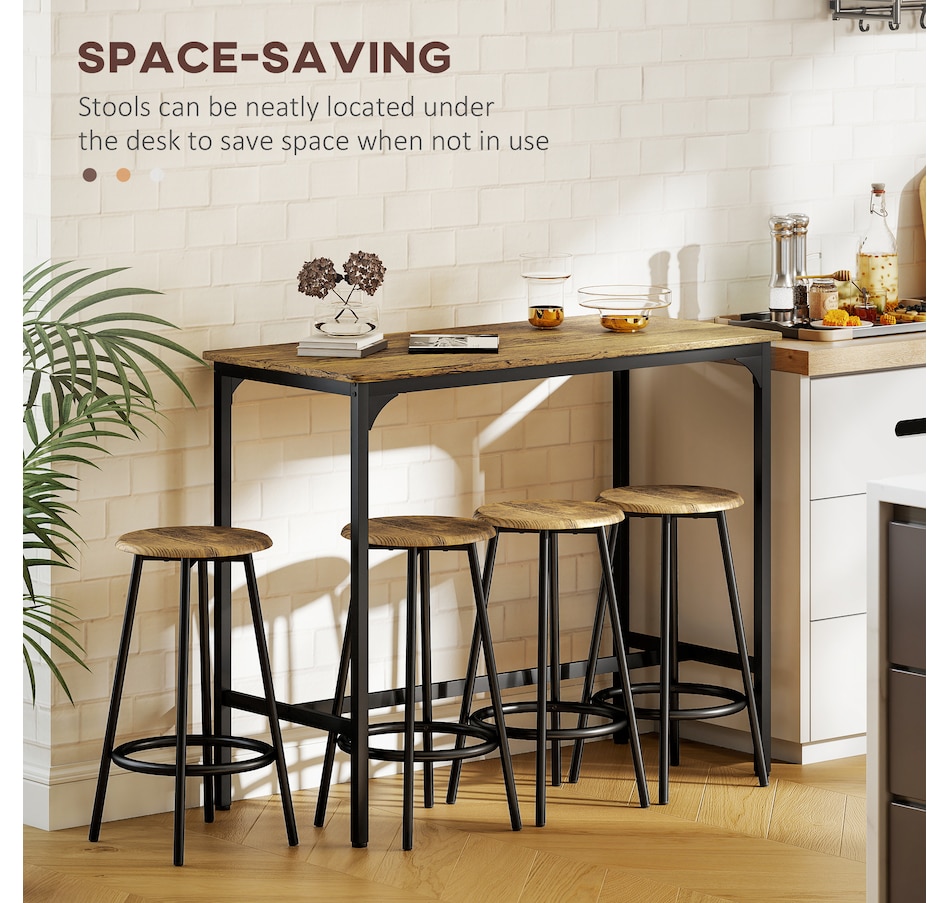 Image 938353_ALTMORE4.jpg, Product 938-353 / Price $169.99, HOMCOM 5-Piece Bar Table and Chairs Set for Dining Room, Rustic Brown from HOMCOM on TSC.ca's Home & Garden department
