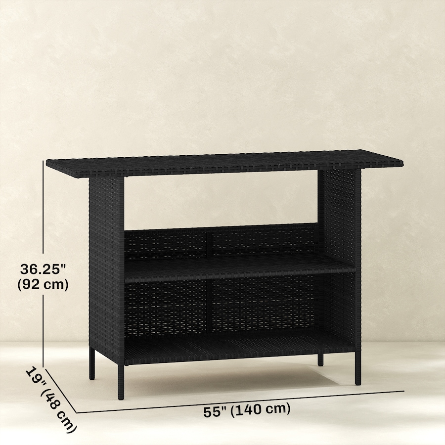 Image 938378_ALTMORE11.jpg, Product 938-378 / Price $189.99, Outsunny Wicker Outdoor Bar Table, Bar Height Patio Table w/ Shelves from Outsunny on TSC.ca's Home & Garden department
