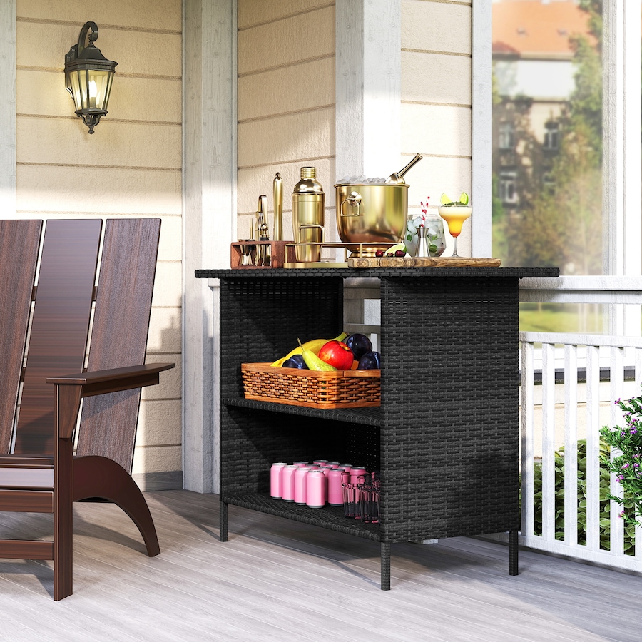 Image 938378_ALTMORE15.jpg, Product 938-378 / Price $189.99, Outsunny Wicker Outdoor Bar Table, Bar Height Patio Table w/ Shelves from Outsunny on TSC.ca's Home & Garden department