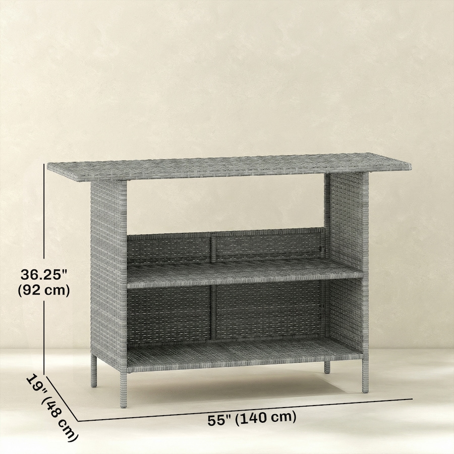 Image 938378_ALTMORE2.jpg, Product 938-378 / Price $189.99, Outsunny Wicker Outdoor Bar Table, Bar Height Patio Table w/ Shelves from Outsunny on TSC.ca's Home & Garden department