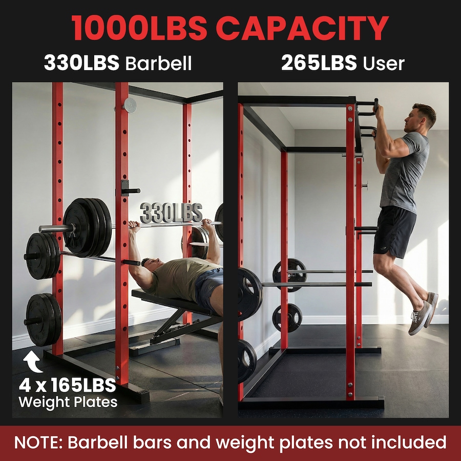 Image 938391_ALTMORE4.jpg, Product 938-391 / Price $309.99, Soozier Power Cage, 1000 lbs Capacity with Adjustable Height for Home Gym from Soozier on TSC.ca's Health & Fitness department
