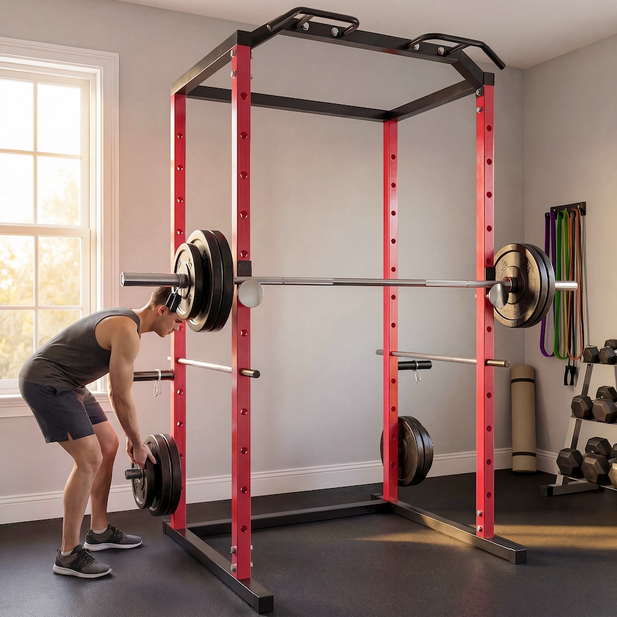 Image 938391_ALTMORE8.jpg, Product 938-391 / Price $309.99, Soozier Power Cage, 1000 lbs Capacity with Adjustable Height for Home Gym from Soozier on TSC.ca's Health & Fitness department