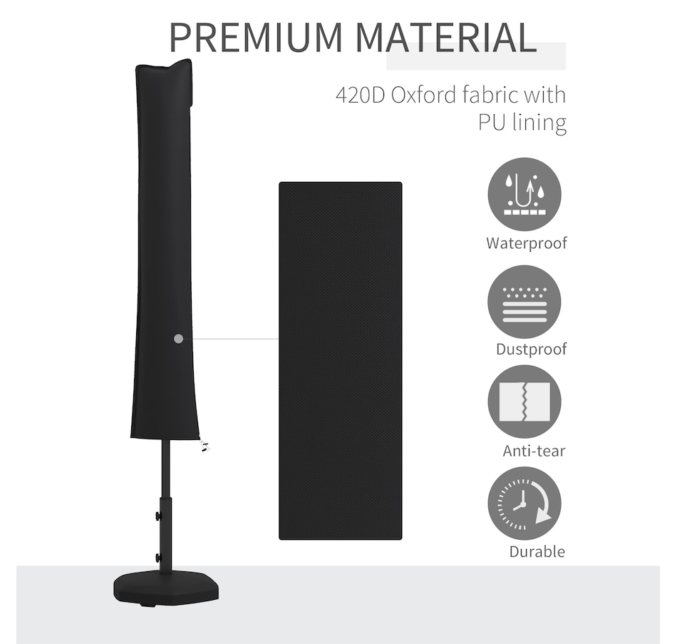 Image 938395_ALTMORE3.jpg, Product 938-395 / Price $27.99, Outsunny Parasol Cover, Patio Cantilever Cover with Zipper Black from Outsunny on TSC.ca's Home & Garden department