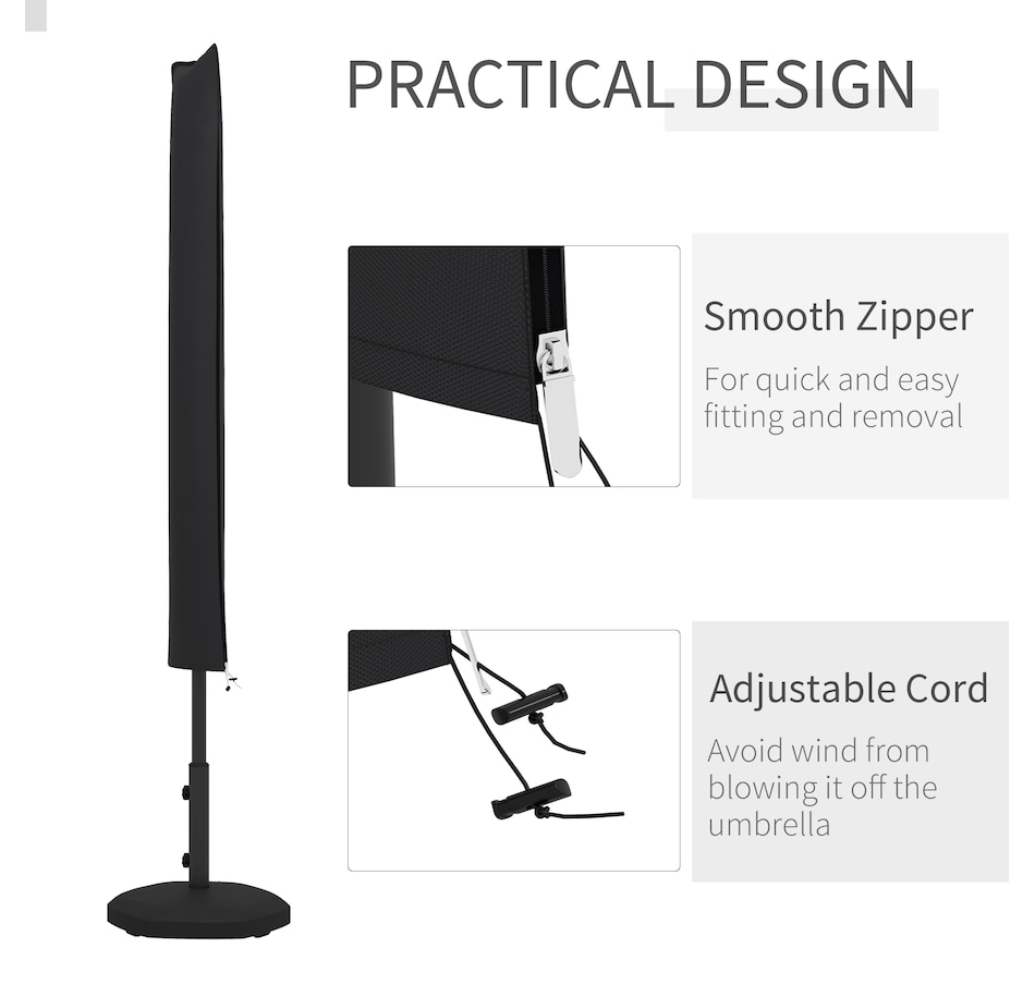 Image 938395_ALTMORE4.jpg, Product 938-395 / Price $27.99, Outsunny Parasol Cover, Patio Cantilever Cover with Zipper Black from Outsunny on TSC.ca's Home & Garden department