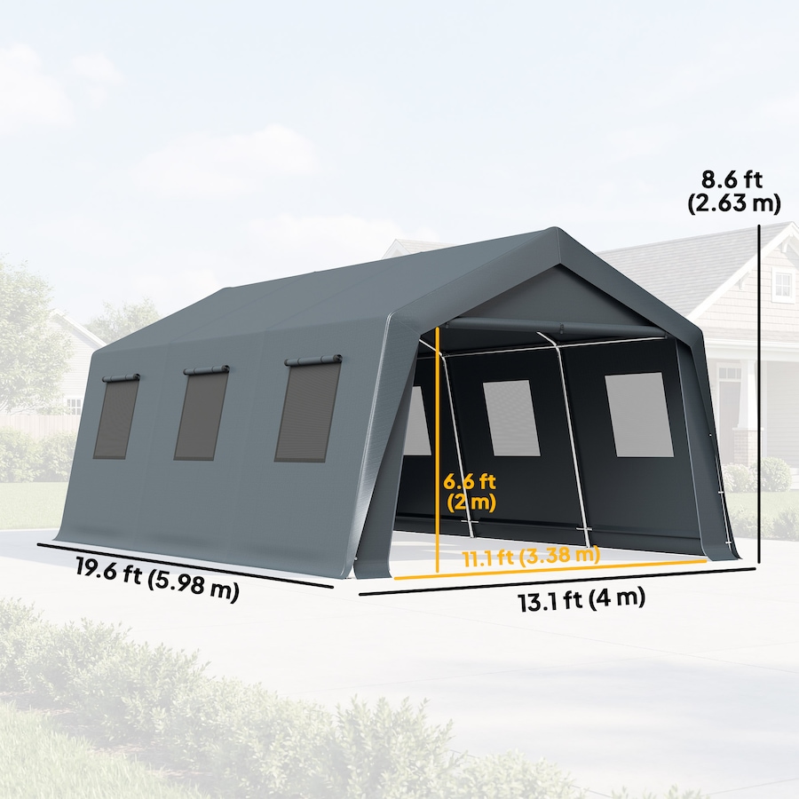 Image 938405_ALTMORE2.jpg, Product 938-405 / Price $474.99, Outsunny 20 x 13 ft Carport, Portable Garage with Roll-Up Door and Windows from Outsunny on TSC.ca's Home & Garden department