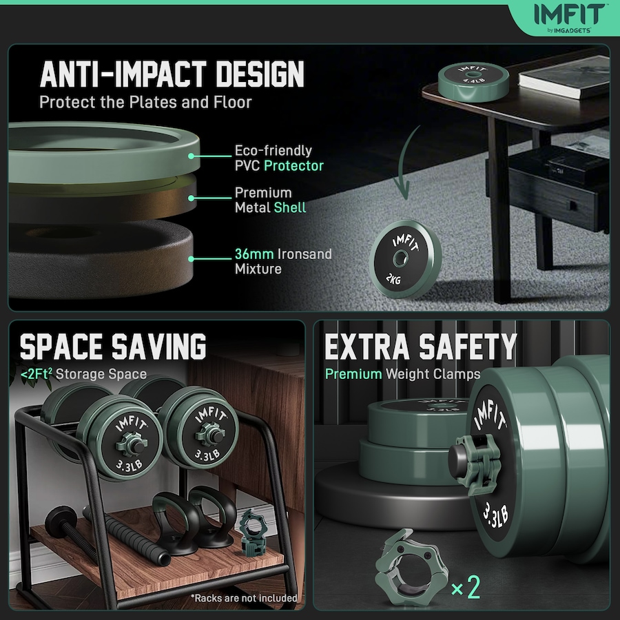 Image 938409_ALTMORE16.jpg, Product 938-409 / Price $99.99 - $249.99, IMFit Adjustable Dumbbells & Multi-Workout Set – Barbells, Kettlebells, Push-Up Bars & Weight Plates from IMFIT on TSC.ca's Health & Fitness department