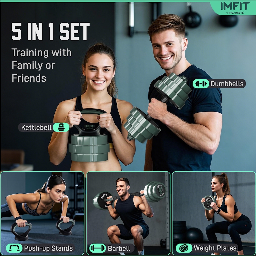 Image 938409_ALTMORE18.jpg, Product 938-409 / Price $99.99 - $249.99, IMFit Adjustable Dumbbells & Multi-Workout Set – Barbells, Kettlebells, Push-Up Bars & Weight Plates from IMFIT on TSC.ca's Health & Fitness department