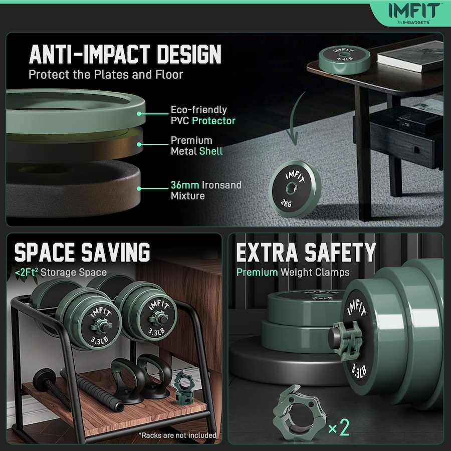 Image 938409_ALTMORE8.jpg, Product 938-409 / Price $99.99 - $249.99, IMFit Adjustable Dumbbells & Multi-Workout Set – Barbells, Kettlebells, Push-Up Bars & Weight Plates from IMFIT on TSC.ca's Health & Fitness department