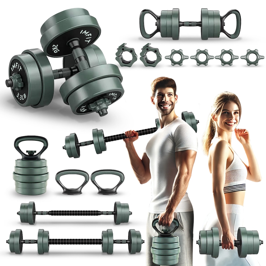 Image 938409_ST01.jpg, Product 938-409 / Price $99.99 - $249.99, IMFit Adjustable Dumbbells & Multi-Workout Set – Barbells, Kettlebells, Push-Up Bars & Weight Plates from IMFIT on TSC.ca's Health & Fitness department