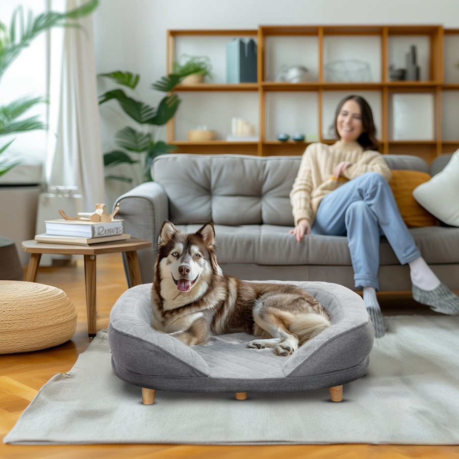 Image 938415_ALTMORE1.jpg, Product 938-415 / Price $109.99, PawHut Pet Sofa with Removable Cushion, Anti-slip Foot Pads, Grey from PawHut on TSC.ca's Home & Garden department