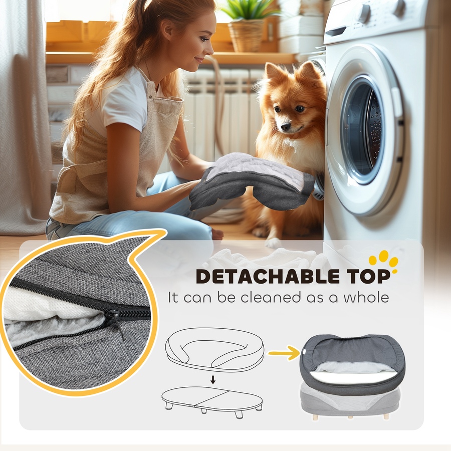 Image 938415_ALTMORE4.jpg, Product 938-415 / Price $109.99, PawHut Pet Sofa with Removable Cushion, Anti-slip Foot Pads, Grey from PawHut on TSC.ca's Home & Garden department