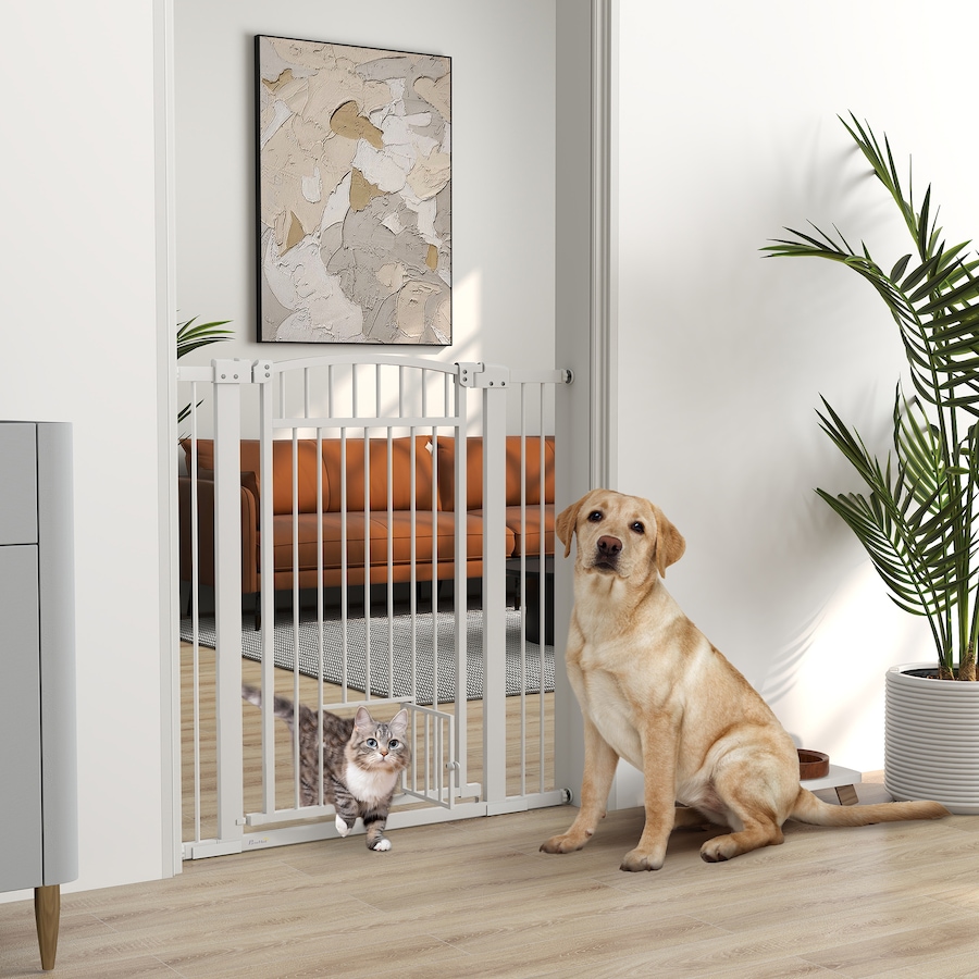 Image 938461_ALTMORE1.jpg, Product 938-461 / Price $82.99, PawHut 30"-41" Dog Gate with Small Door and Extension Kit, 42" H from PawHut on TSC.ca's Home & Garden department