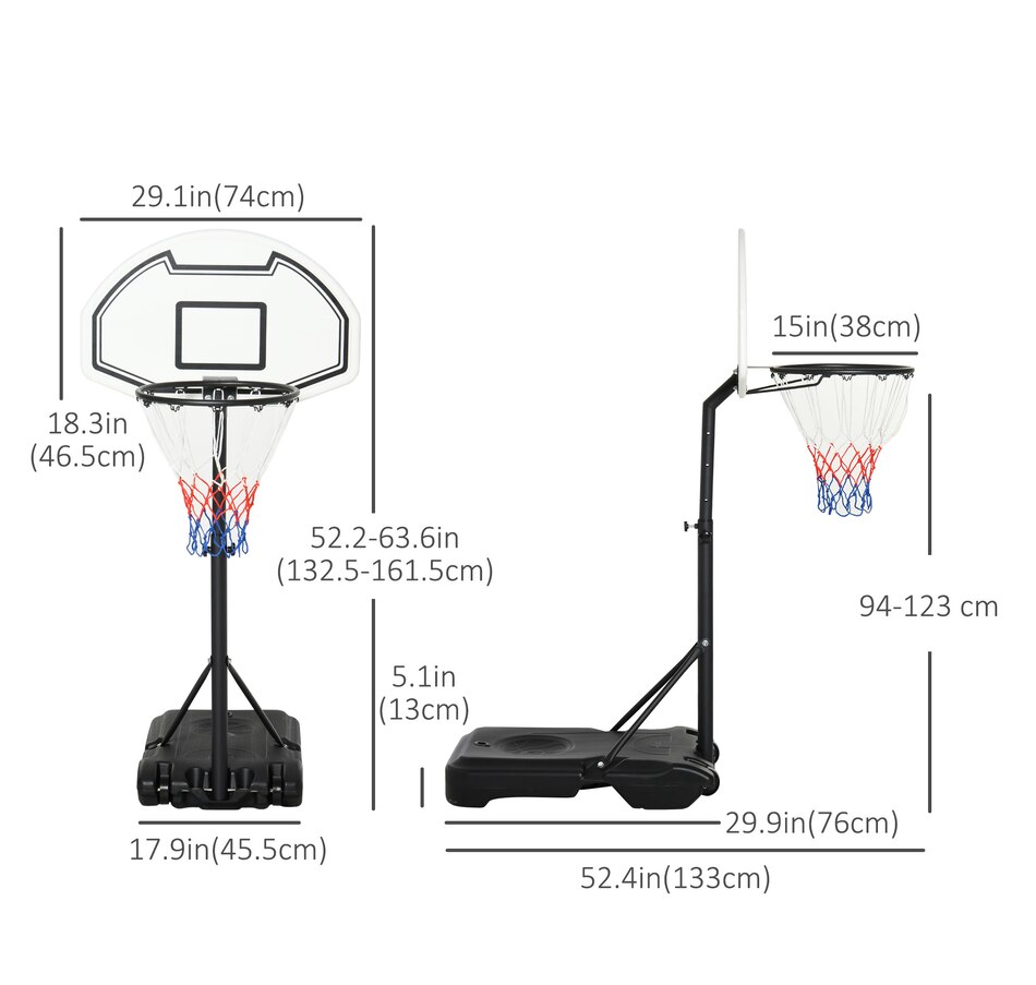 Image 938480_ALTMORE2.jpg, Product 938-480 / Price $69.99, HOMCOM 37"-48.5" Hoop Adjustable Poolside Basketball Hoop Wheeled Portable from Soozier on TSC.ca's Health & Fitness department