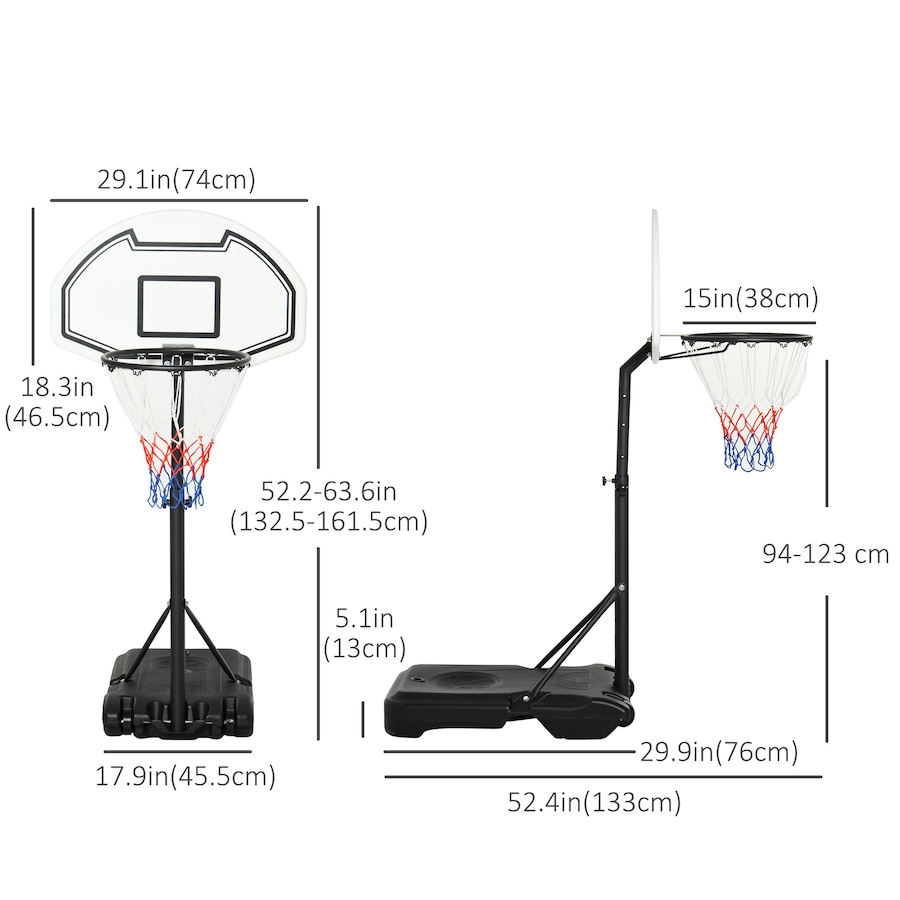 Image 938480_ALTMORE2.jpg, Product 938-480 / Price $68.28, HOMCOM 37"-48.5" Hoop Adjustable Poolside Basketball Hoop Wheeled Portable from Soozier on TSC.ca's Health & Fitness department