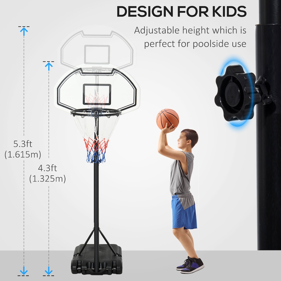 Image 938480_ALTMORE3.jpg, Product 938-480 / Price $68.28, HOMCOM 37"-48.5" Hoop Adjustable Poolside Basketball Hoop Wheeled Portable from Soozier on TSC.ca's Health & Fitness department