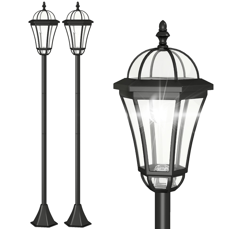 Image 938484.jpg, Product 938-484 / Price $64.99, Outsunny 2 PCs LED Garden Lights Lamp Post Solar Auto Outdoor Lantern from Outsunny on TSC.ca's Home & Garden department