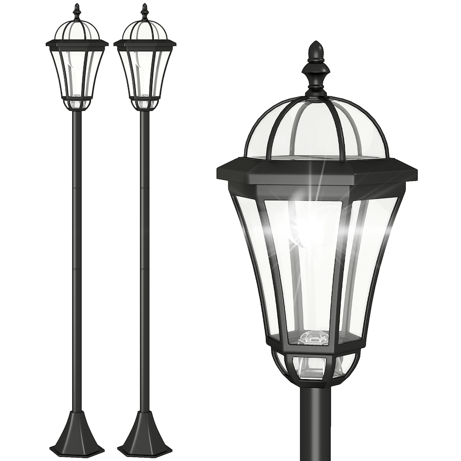 Image 938484.jpg, Product 938-484 / Price $66.99, Outsunny 2 PCs LED Garden Lights Lamp Post Solar Auto Outdoor Lantern from Outsunny on TSC.ca's Home & Garden department