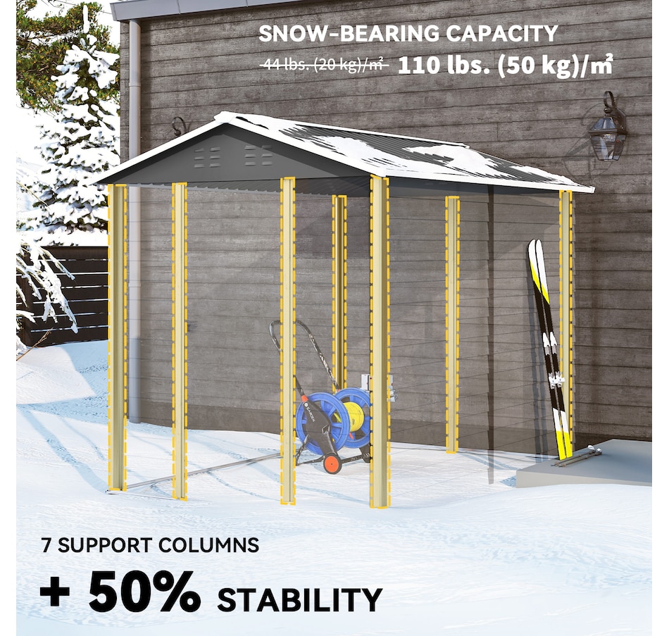 Image 938486_ALTMORE4.jpg, Product 938-486 / Price $549.99, Outsunny 9' x 6' Garden Shed, Metal Outdoor Storage Shed for Yard Dark Grey from Outsunny on TSC.ca's Home & Garden department