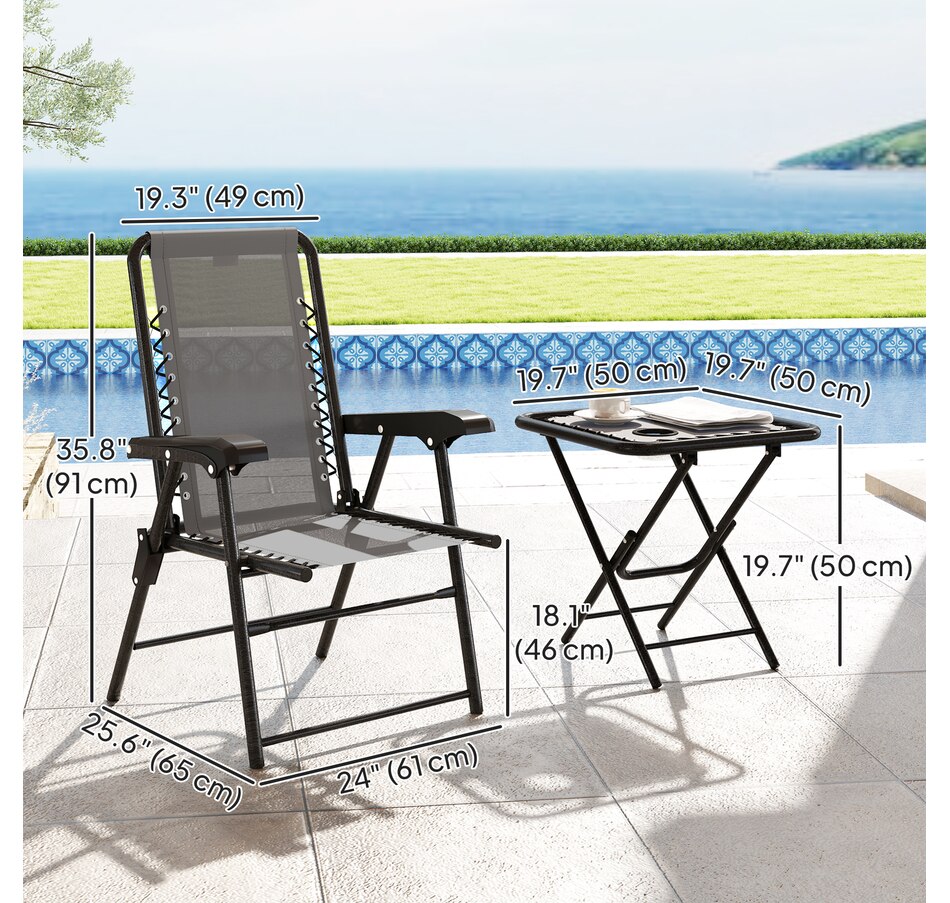 Image 938488_ALTMORE10.jpg, Product 938-488 / Price $119.99 - $124.99, Outsunny 3 Pieces Patio Bistro Set, Outdoor Folding Chairs & Table Set from Outsunny on TSC.ca's Home & Garden department