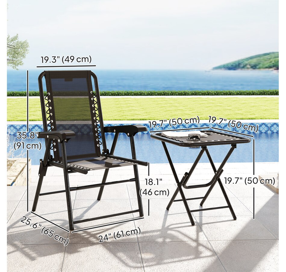 Image 938488_ALTMORE2.jpg, Product 938-488 / Price $119.99 - $124.99, Outsunny 3 Pieces Patio Bistro Set, Outdoor Folding Chairs & Table Set from Outsunny on TSC.ca's Home & Garden department