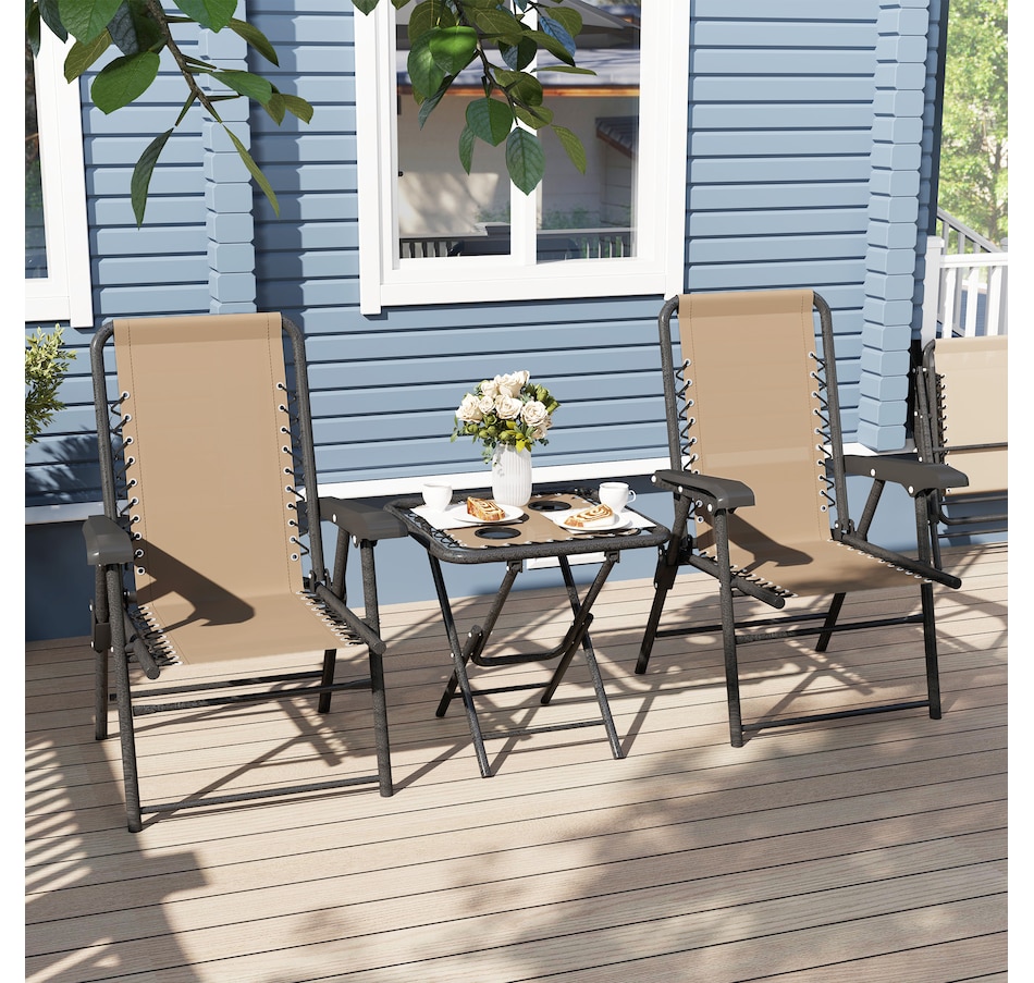 Image 938488_ALTMORE23.jpg, Product 938-488 / Price $119.99 - $124.99, Outsunny 3 Pieces Patio Bistro Set, Outdoor Folding Chairs & Table Set from Outsunny on TSC.ca's Home & Garden department