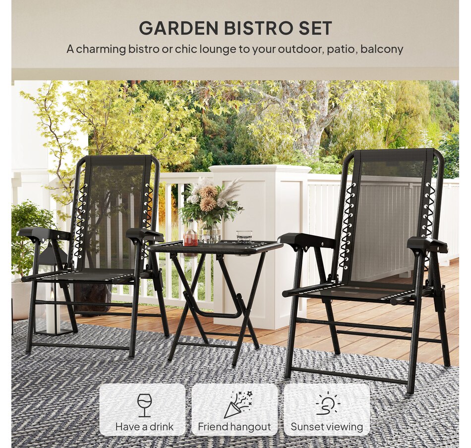 Image 938488_ALTMORE3.jpg, Product 938-488 / Price $119.99 - $124.99, Outsunny 3 Pieces Patio Bistro Set, Outdoor Folding Chairs & Table Set from Outsunny on TSC.ca's Home & Garden department